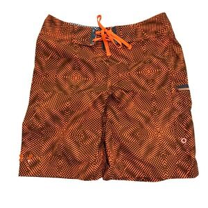 Under Armour Men's Board Shorts Orange Geometric Print Size 30 Athletic Swim